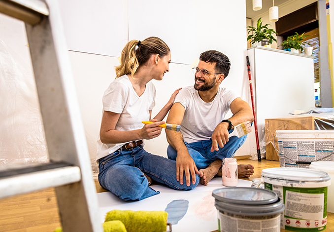 Couple renovating home together
