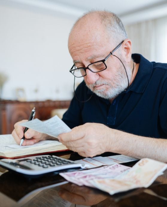 Man reviewing his finances.