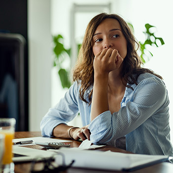 woman looking pensively in the distance