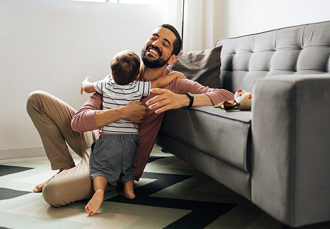 Father and infant son bonding