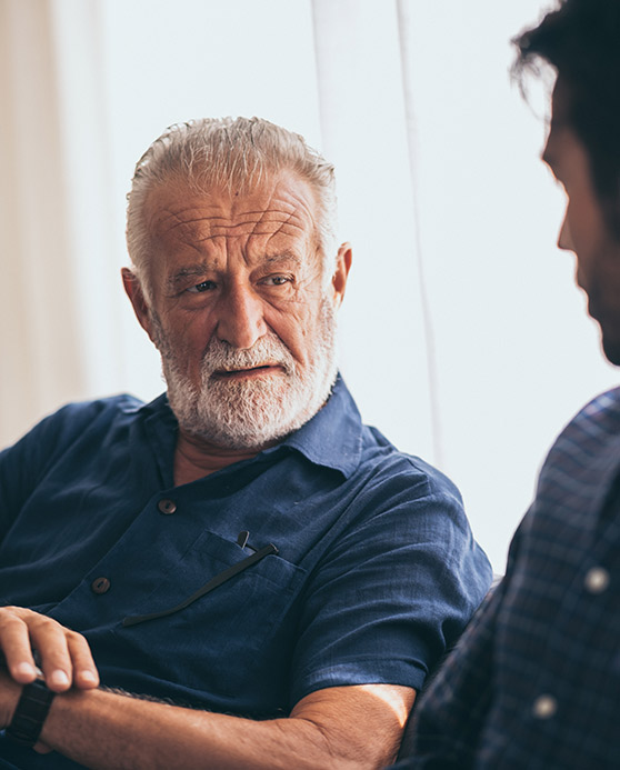 Senior father with adult son
