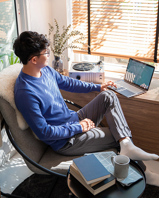Man sitting in his home office.