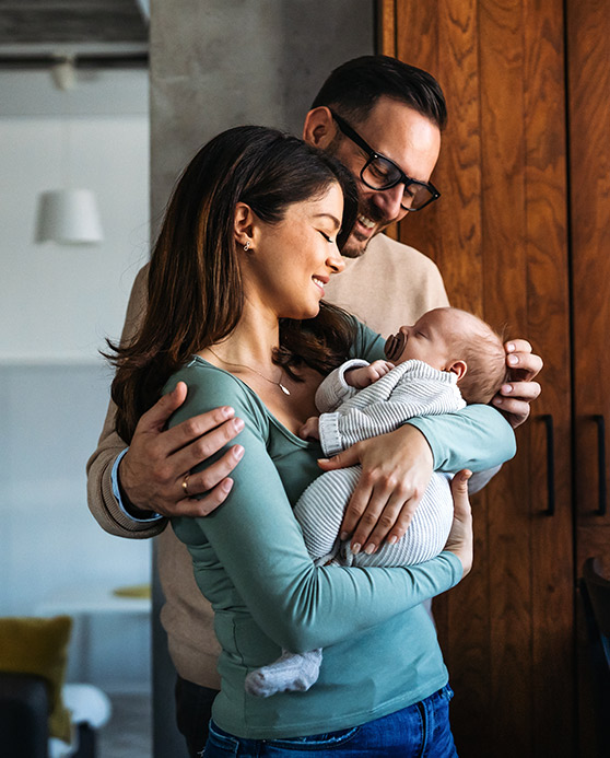New family holding their baby