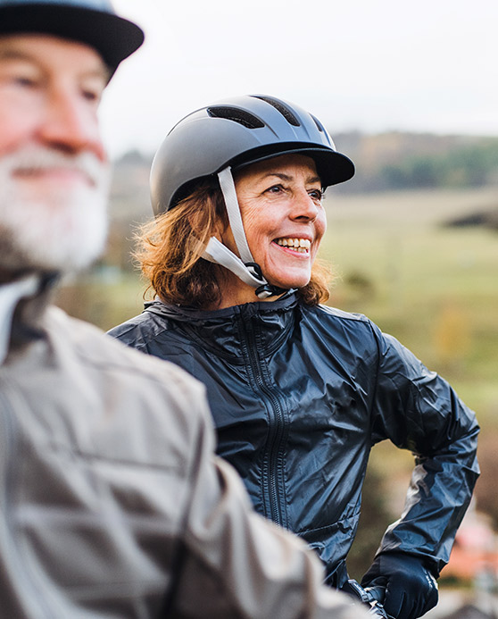 Older couple out cycling together