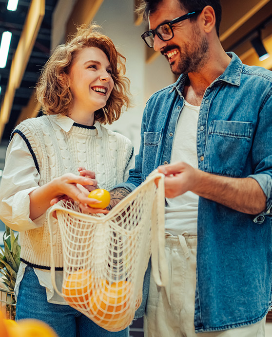 Responsible couple shopping together